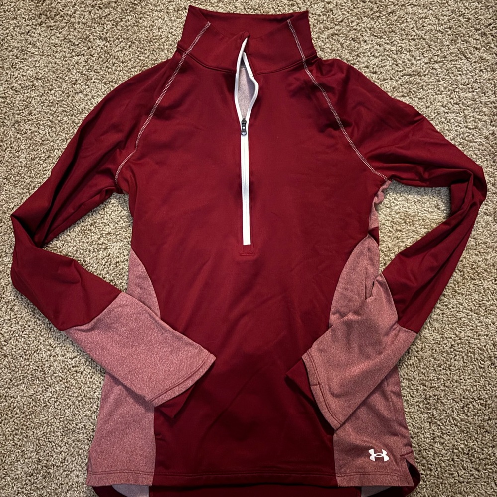 Under Armour Red and Pink Fitted Long Sleeve Tee
